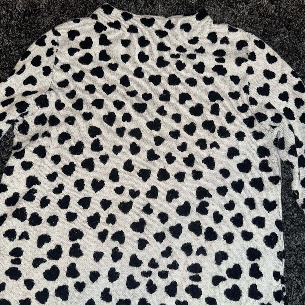 Gray Sweater with Black Hearts by LOFT Size Large